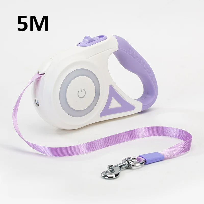 LED Retractable Dog Leash — 3M with Night Safety Light