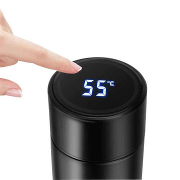 Stainless steel thermo bottle with temperature display
