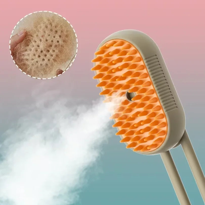 3-in-1 Pet Steam Brush – Spray, Massage & Deshedding