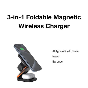 Magnetic foldable 3-in-1 charging station