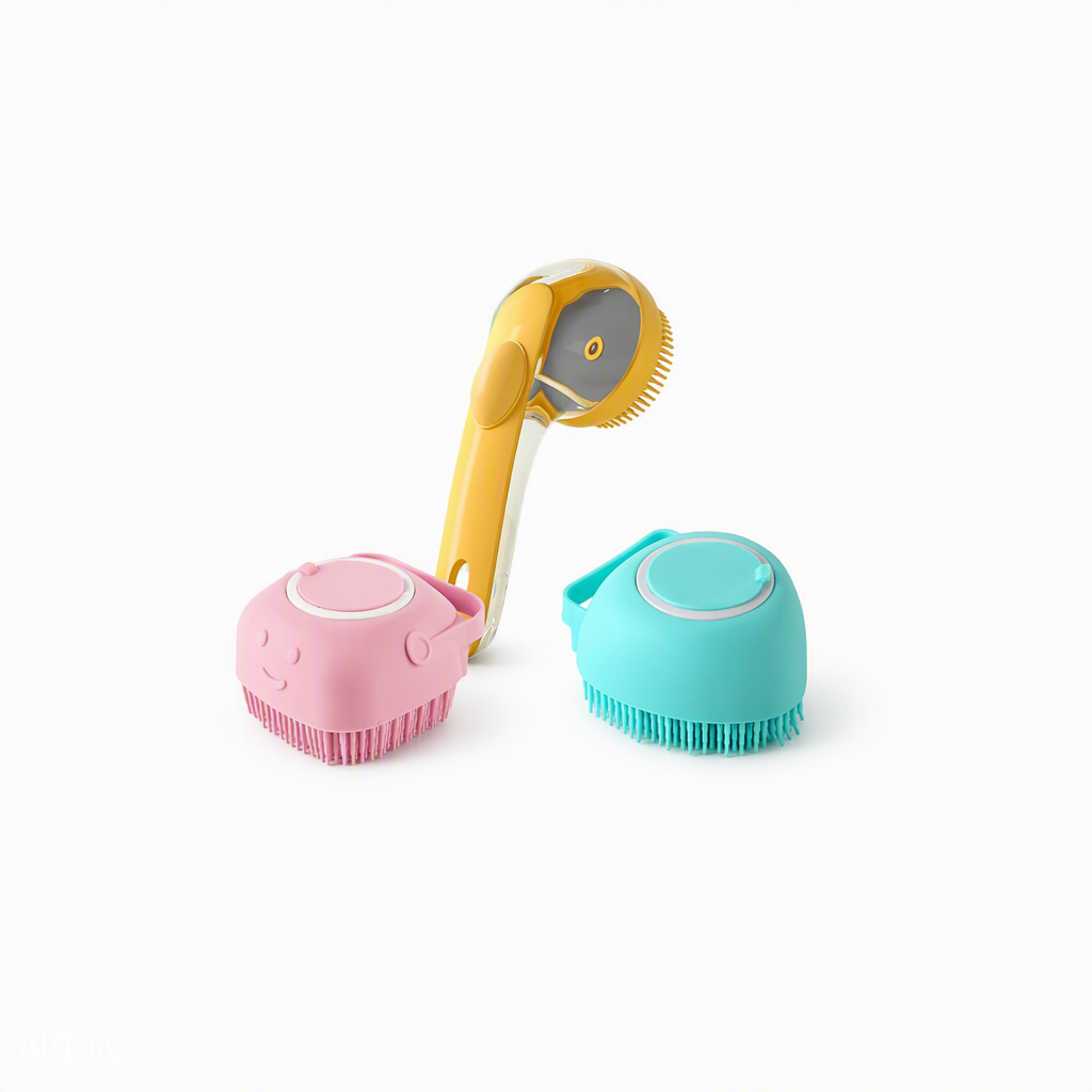 Pet Bath & Massage Brush – Built-In Shampoo Dispenser