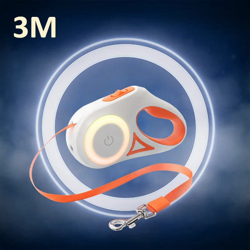 LED Retractable Dog Leash — 3M with Night Safety Light