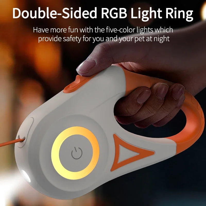 LED Retractable Dog Leash — 3M with Night Safety Light