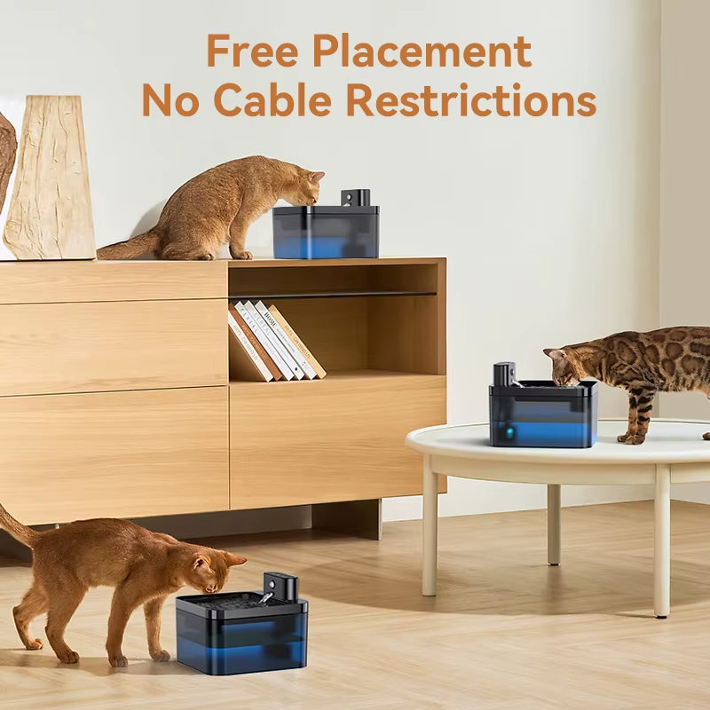 ROJECO Wireless Automatic Cat Water Fountain 2600Mah Pet Water Dispenser for Dog Cat Infrared Sensor Smart Pet Drinkier Fountain