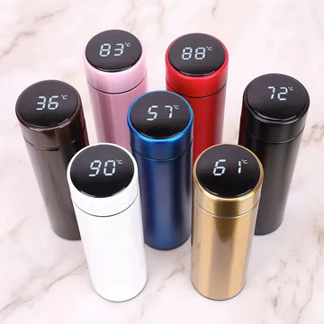 Stainless steel thermo bottle with temperature display