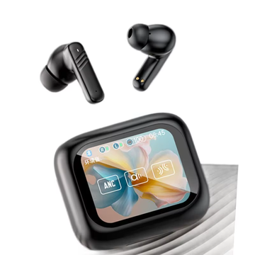Wireless earbuds with AI translating feature and digital display
