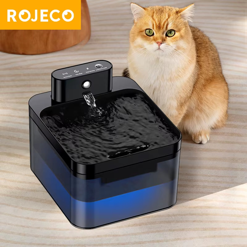 ROJECO Wireless Automatic Cat Water Fountain 2600Mah Pet Water Dispenser for Dog Cat Infrared Sensor Smart Pet Drinkier Fountain