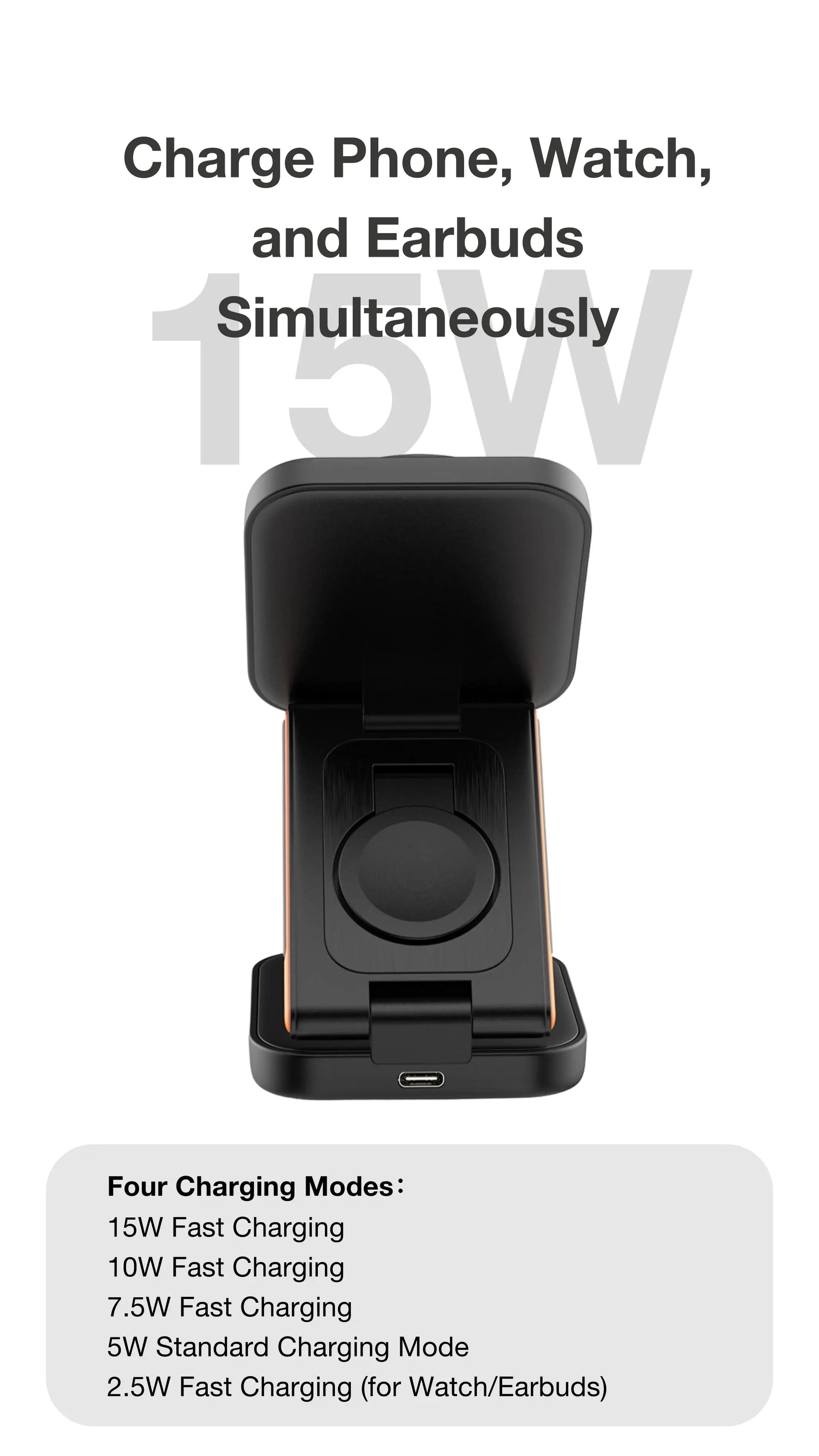 Magnetic foldable 3-in-1 charging station