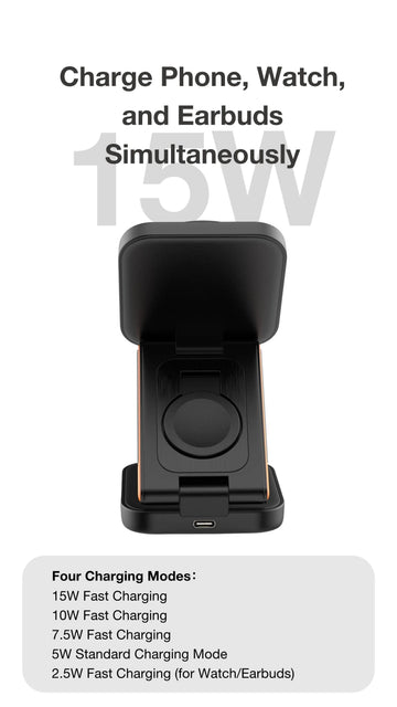 Magnetic foldable 3-in-1 charging station