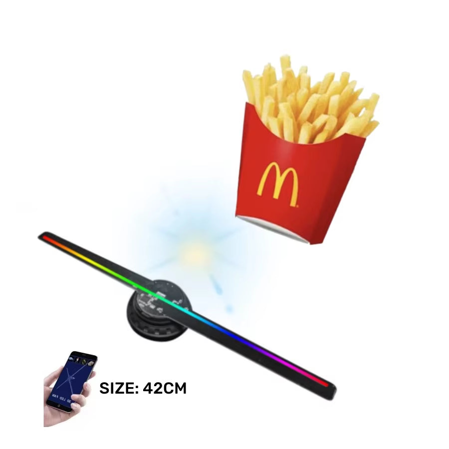 High Tech Advertising 3D Hologram Fan Two Blades 42Cm Holographic Fan 3D Hologram Projector Naked Eye Stereo 3D Hologram Fan