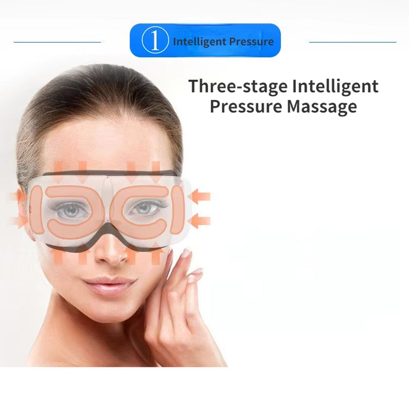 Heated eye massage device with bluetooth