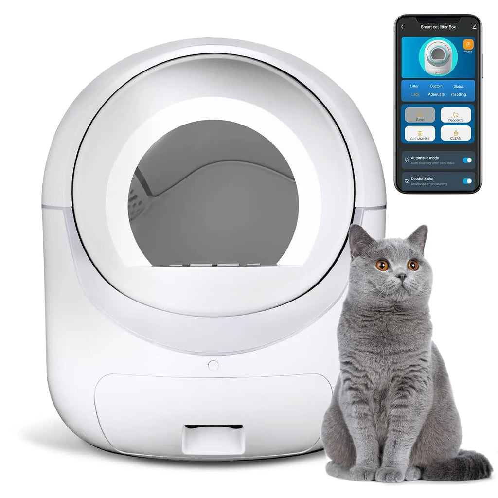 Automatic Self Cleaning Cat Litter Box with APP Control Odor Removal Safety Protection for Multiple Cats Customized Features
