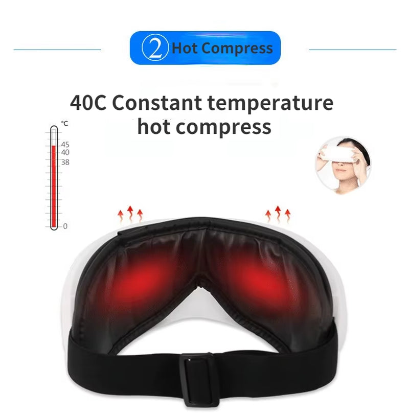 Heated eye massage device with bluetooth